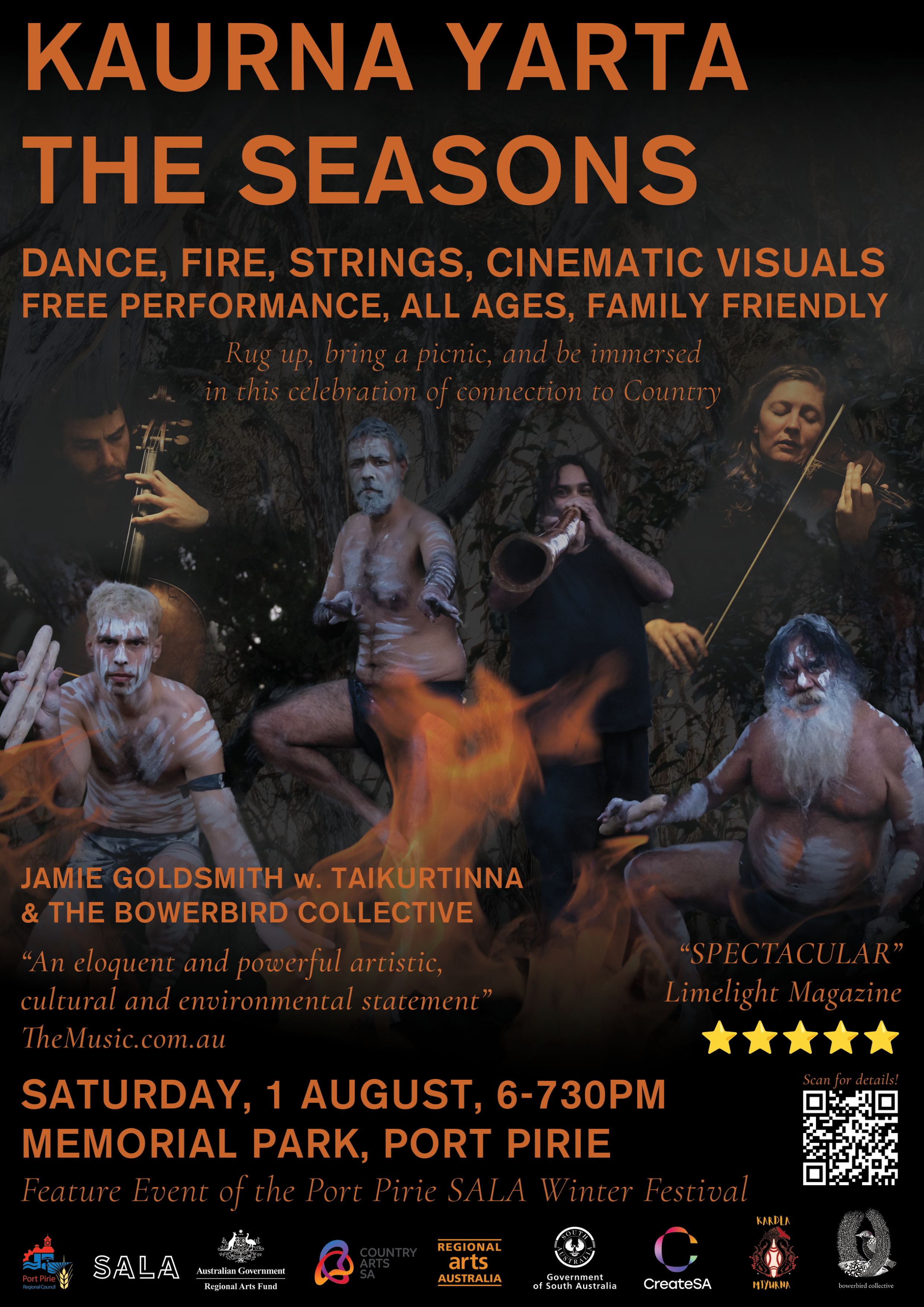 Poster for Kaurna Yarta performance as part of the 2026 Port Pirie SALA Winter Festival