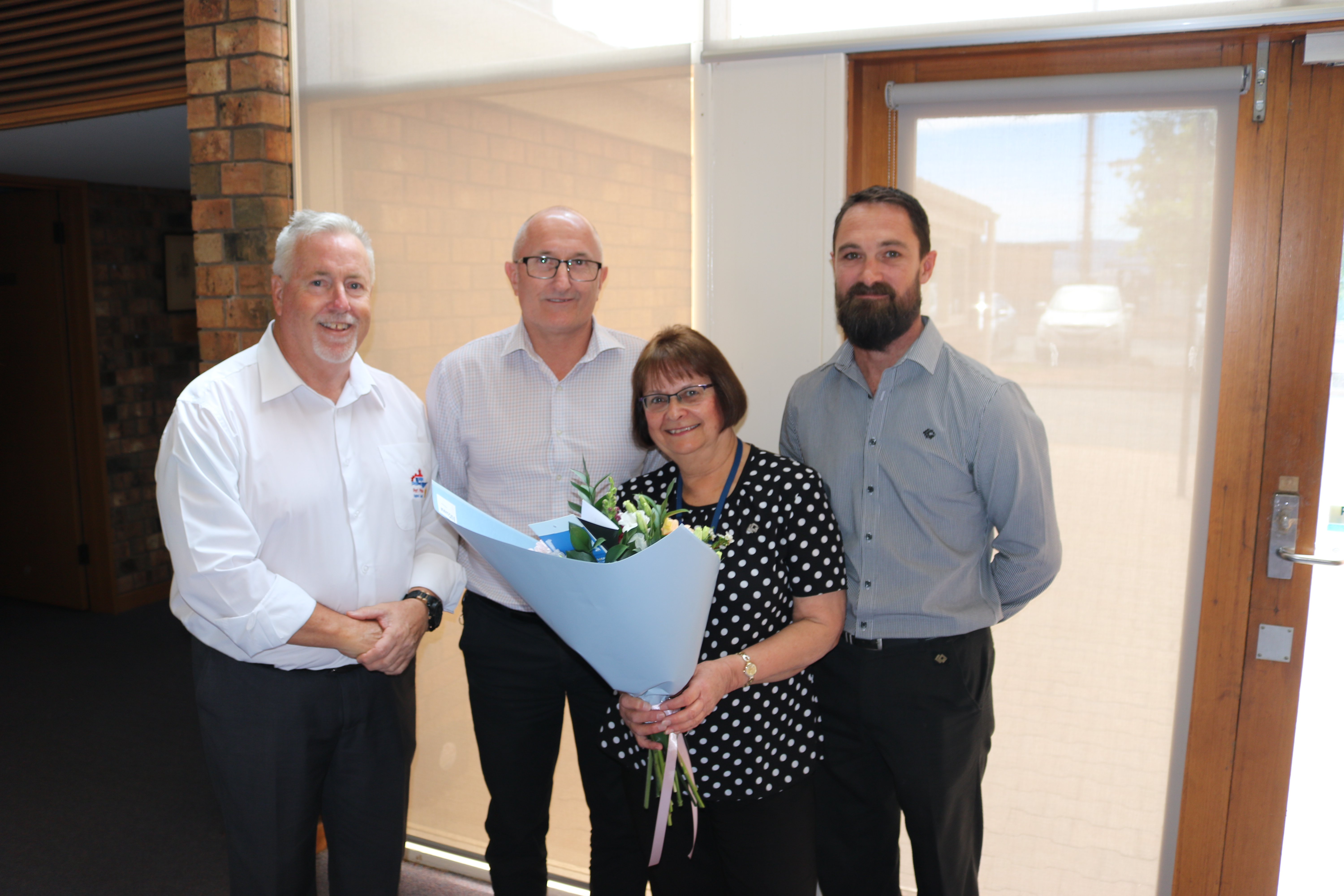 dianne with her flowers and Mayor, CEO and Manager