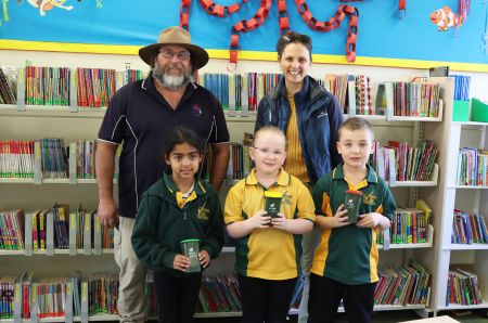 children from risdon park primary school with KESAB bin activity