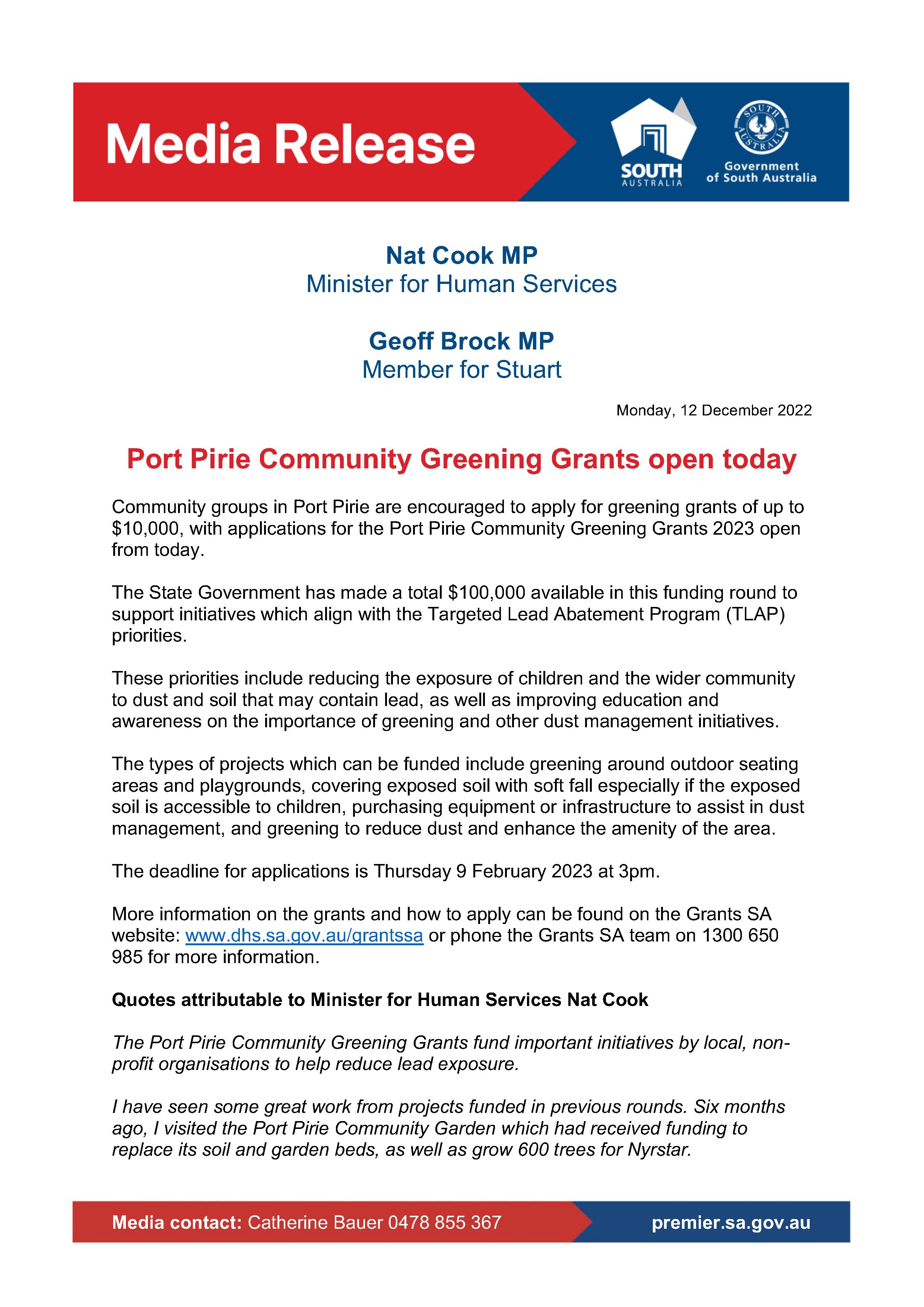 media release page 1