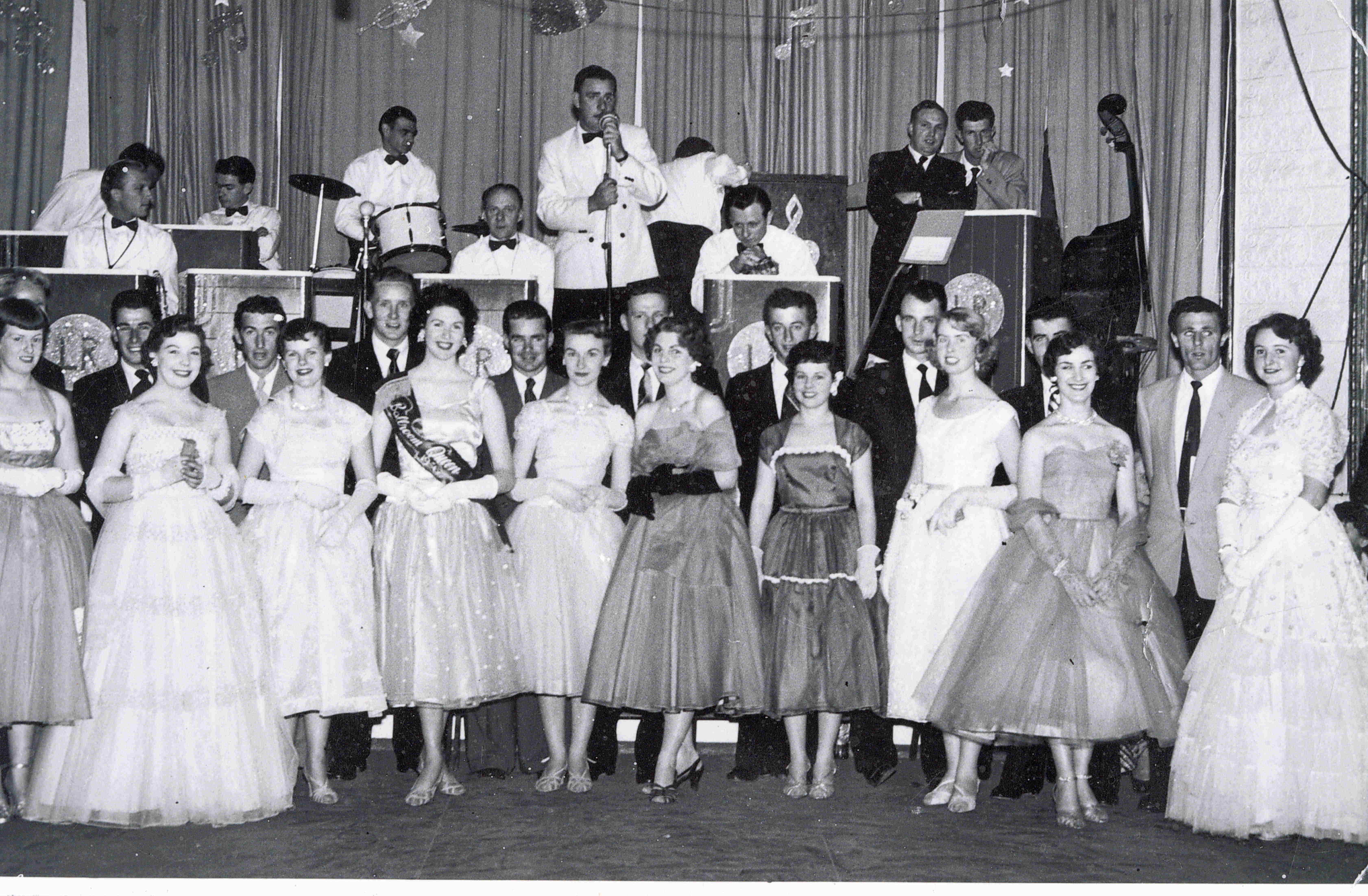 Queen of the Ball Competition, featuring the Leon Rodda Band, Port Pirie, circa 1950s / early 1960s. Image Courtesy of Clan Rodda and Tina Hooft.