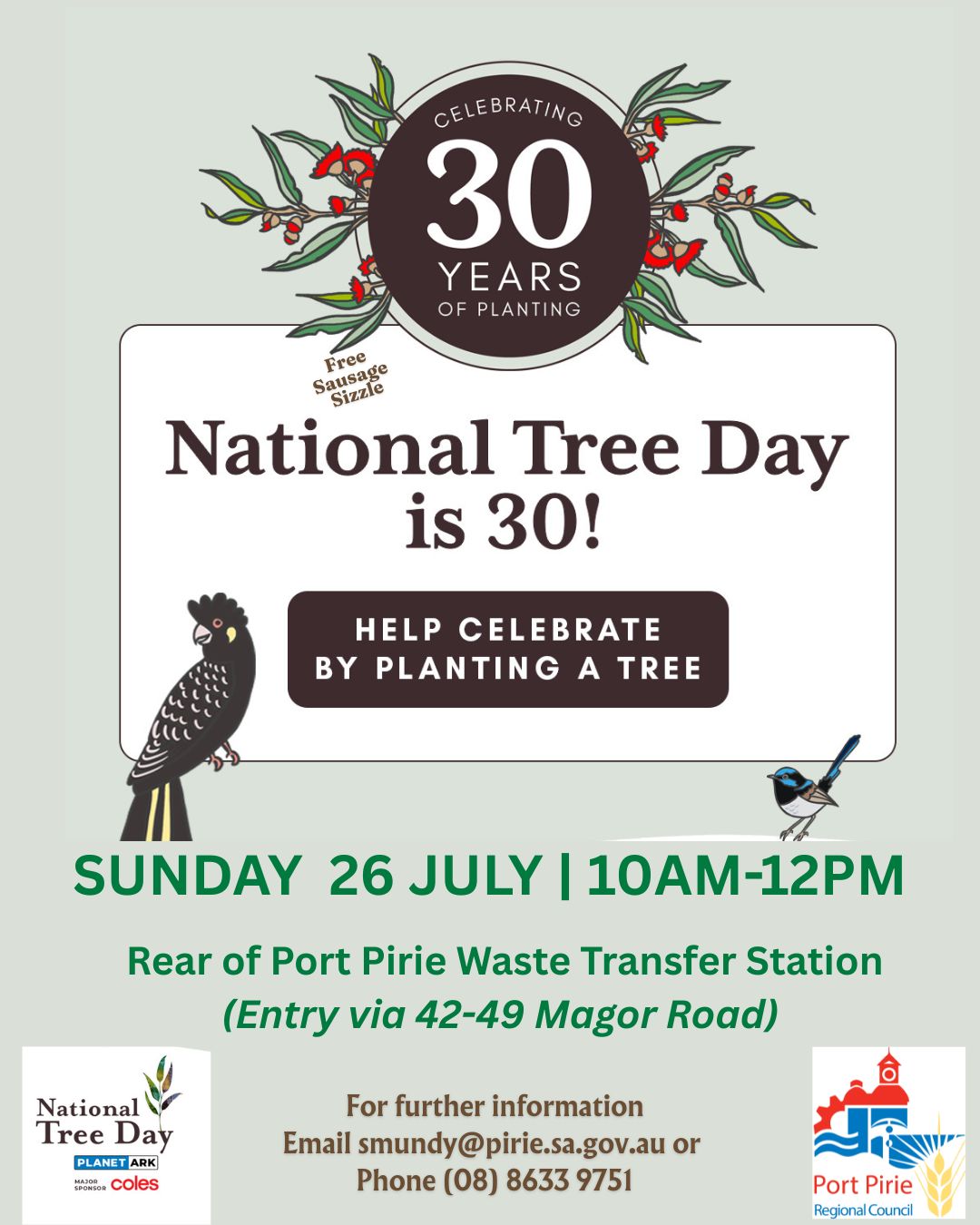 Flyer promoting National Tree Day in Port Pirie on Sunday 26 July