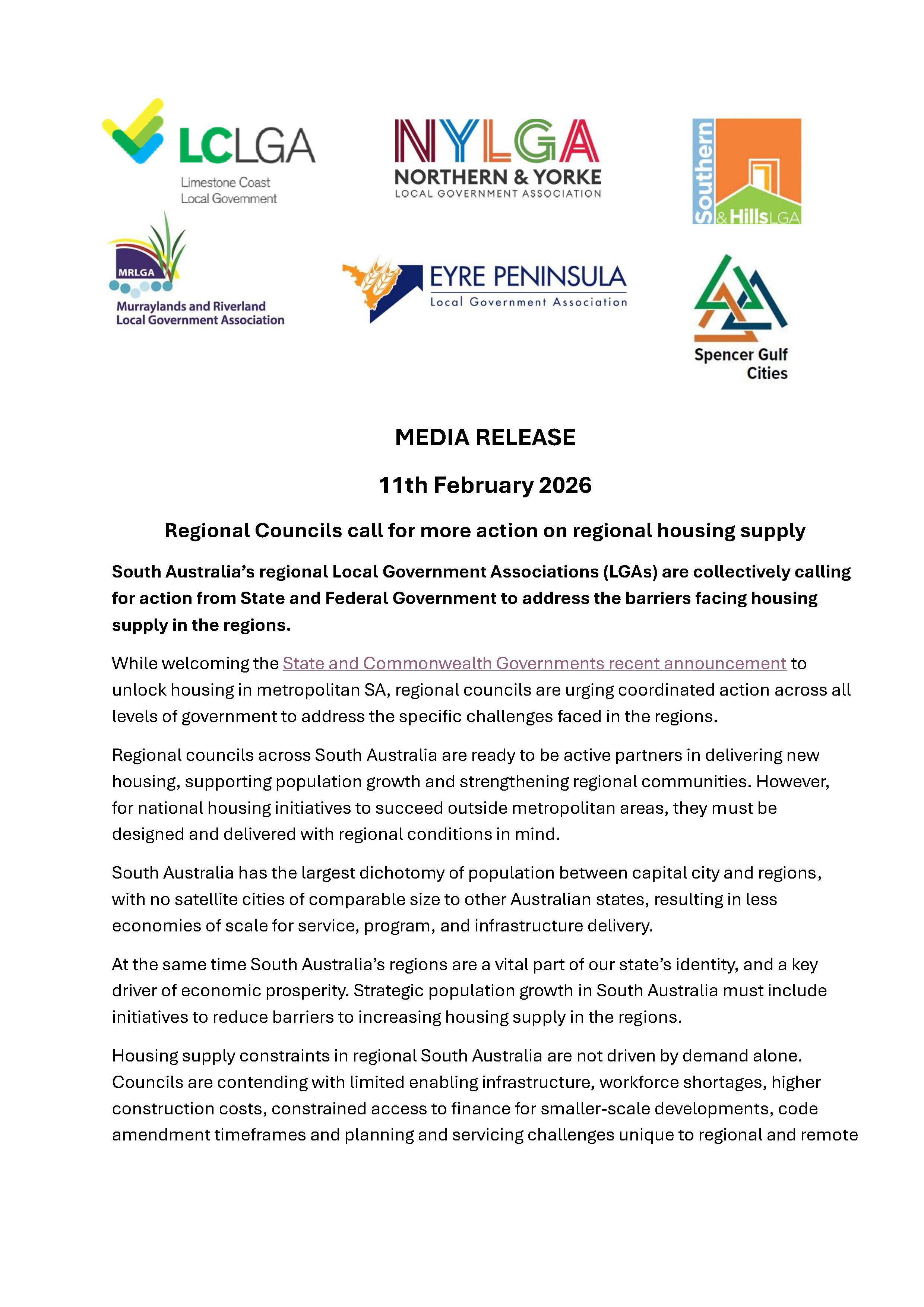 page 1 of press release