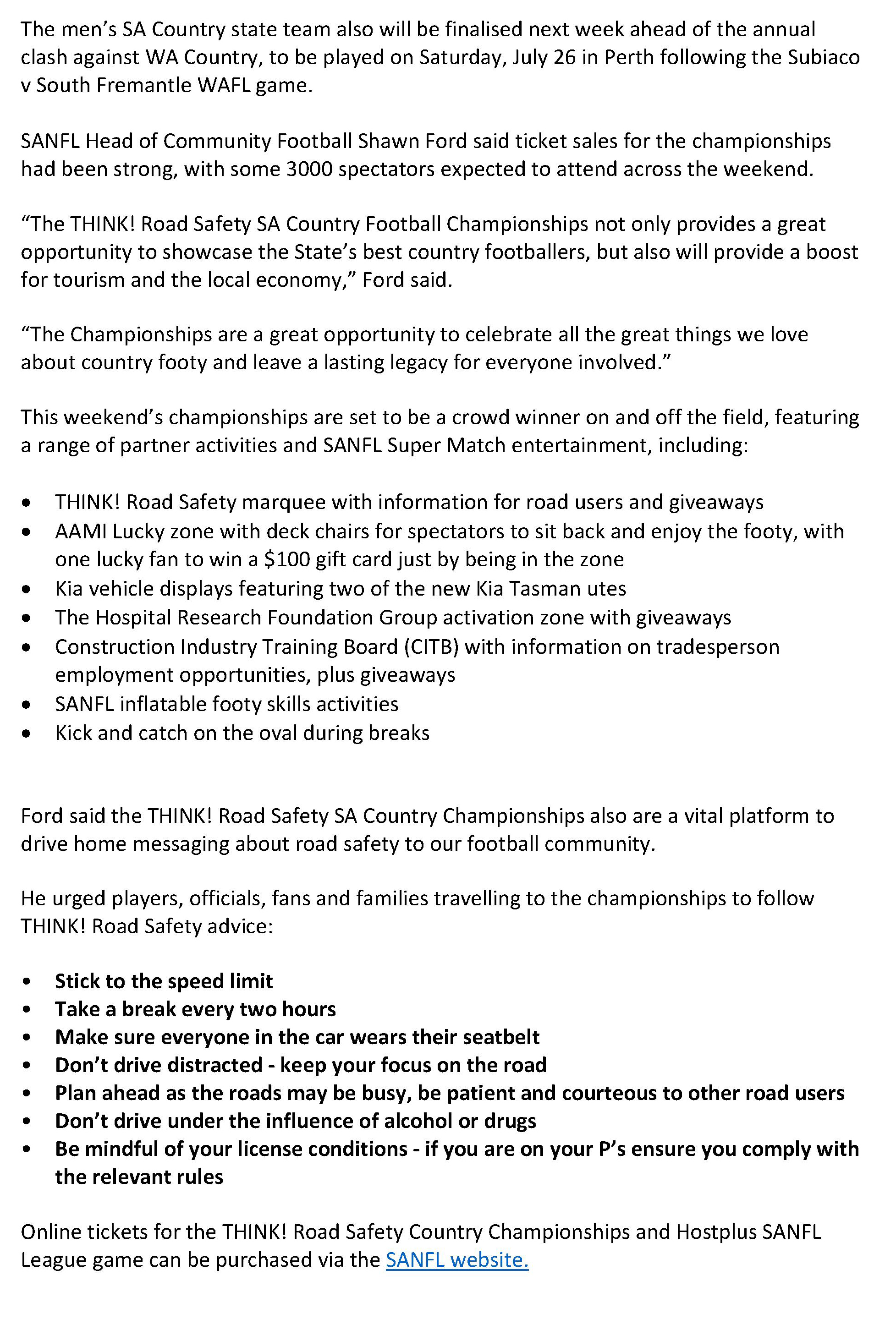 media release championships 2