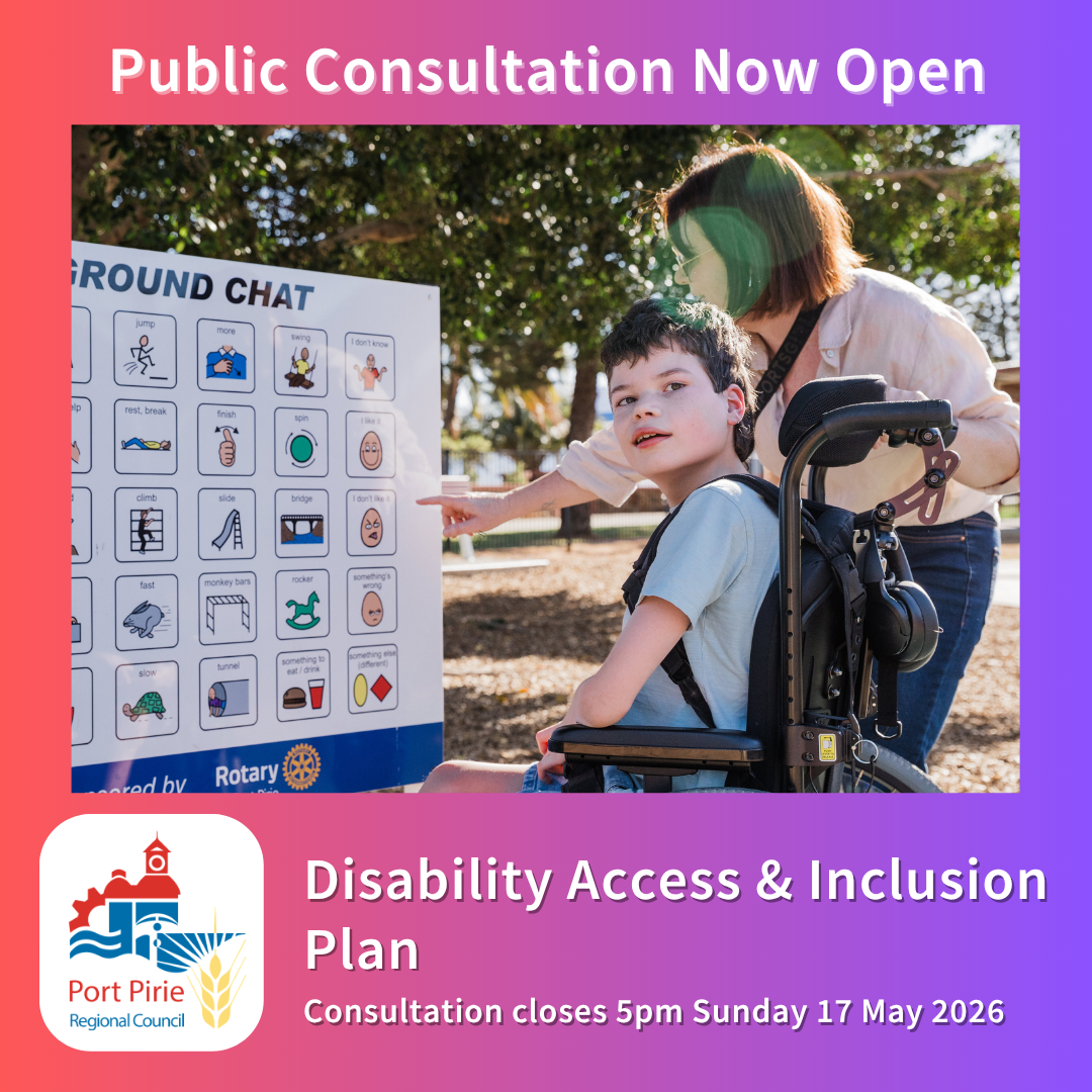 orange background with photo of boy in wheelchair with carer