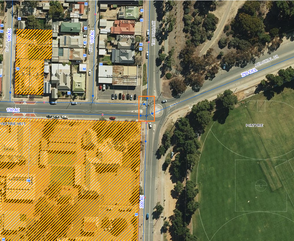 Plan of SA Water works at The Terrace/Goode Road roundabout scheduled for Thursday 12 October 2023 from 6pm