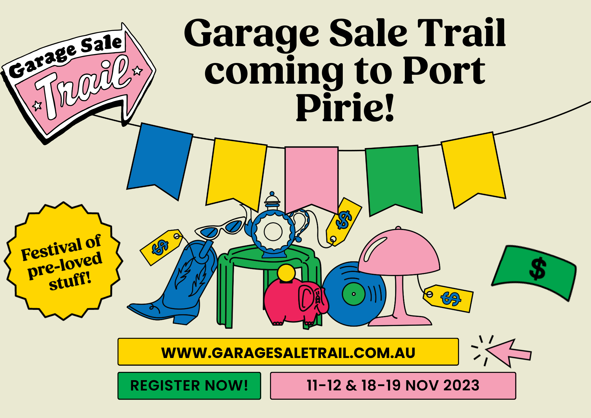 cartoon images of example garage sale items