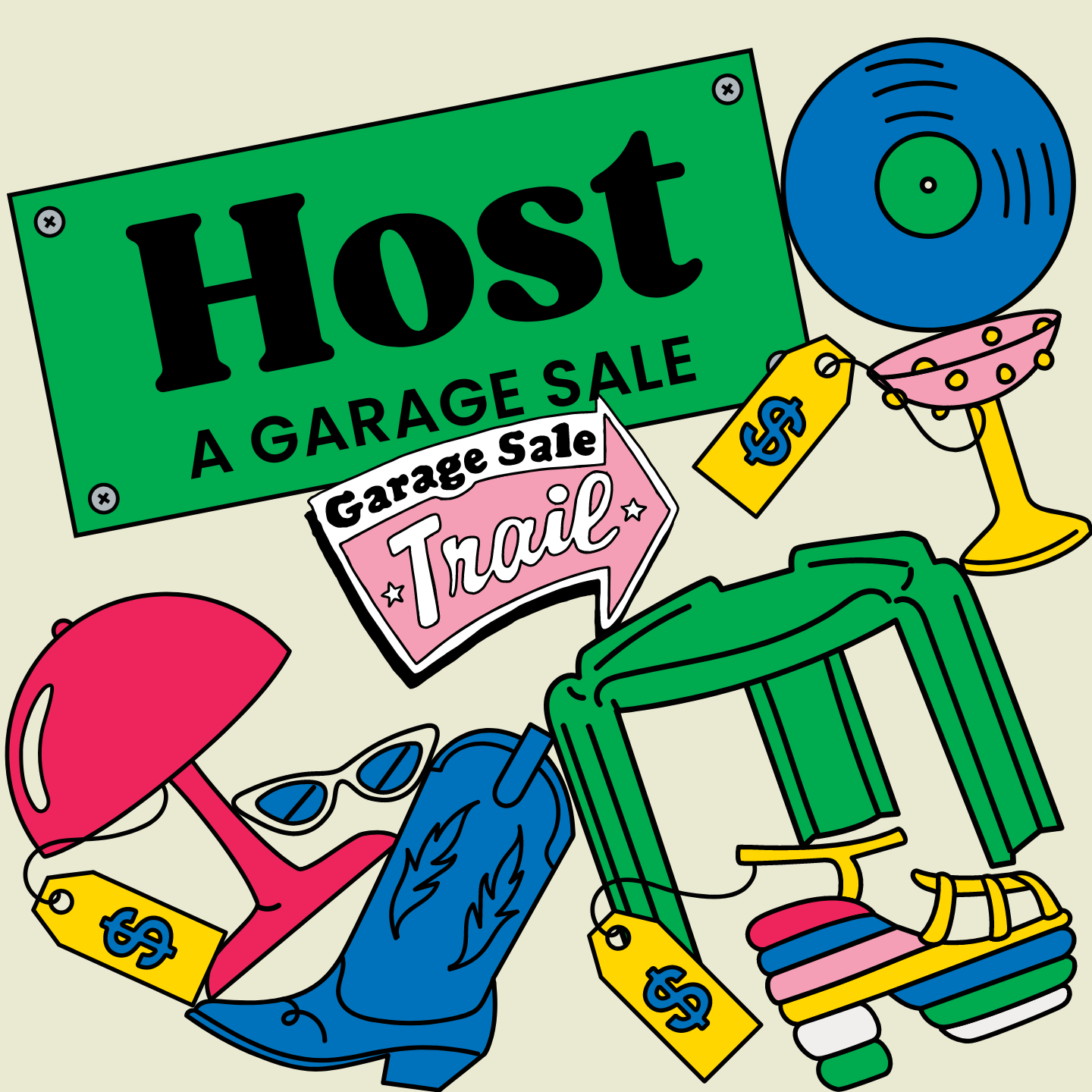 Host a Sale with retro illustrations