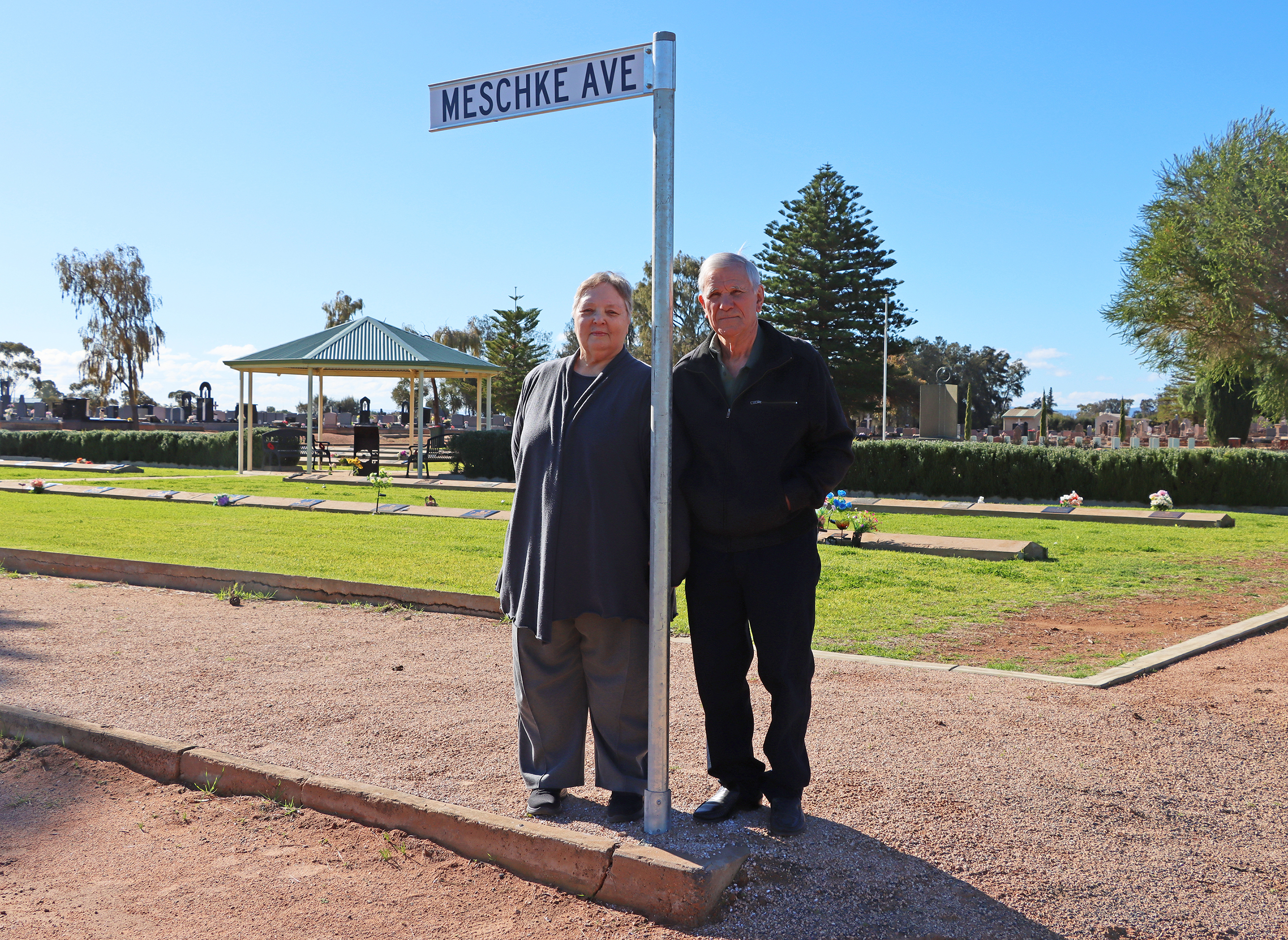 Members of the Meschke family at the Cemetery
