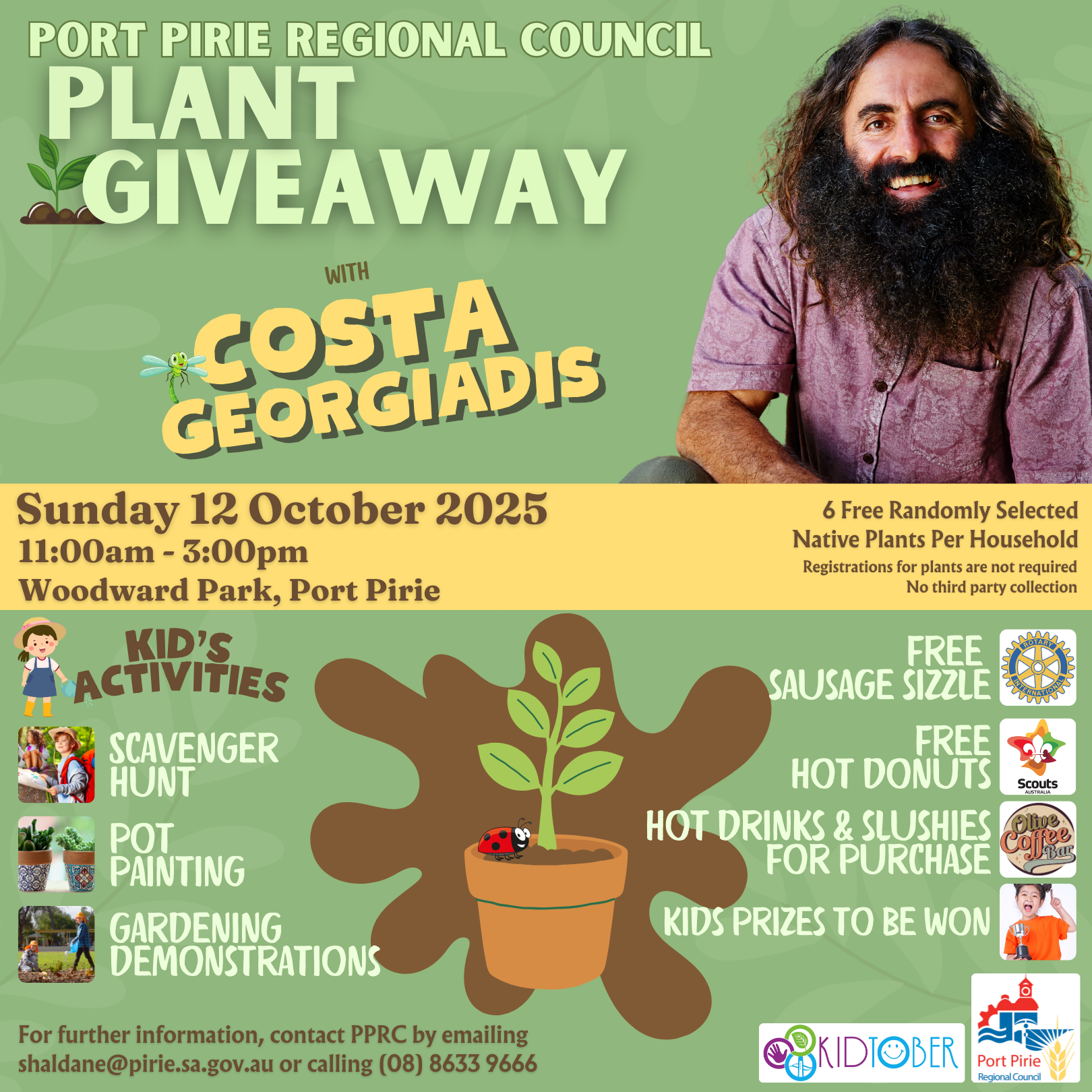 native plant giveaway event flyer with photo of costa