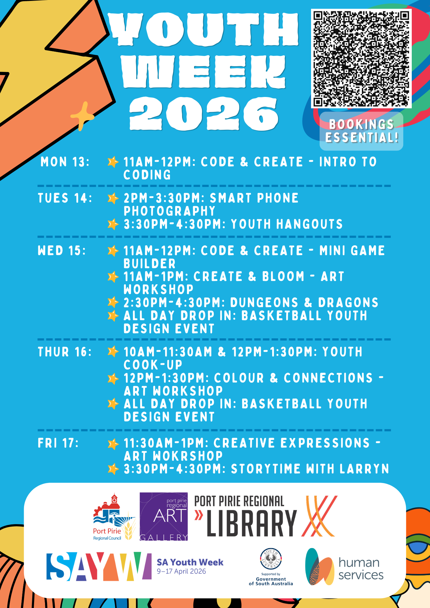 SA Youth Week Flyer with light blue background