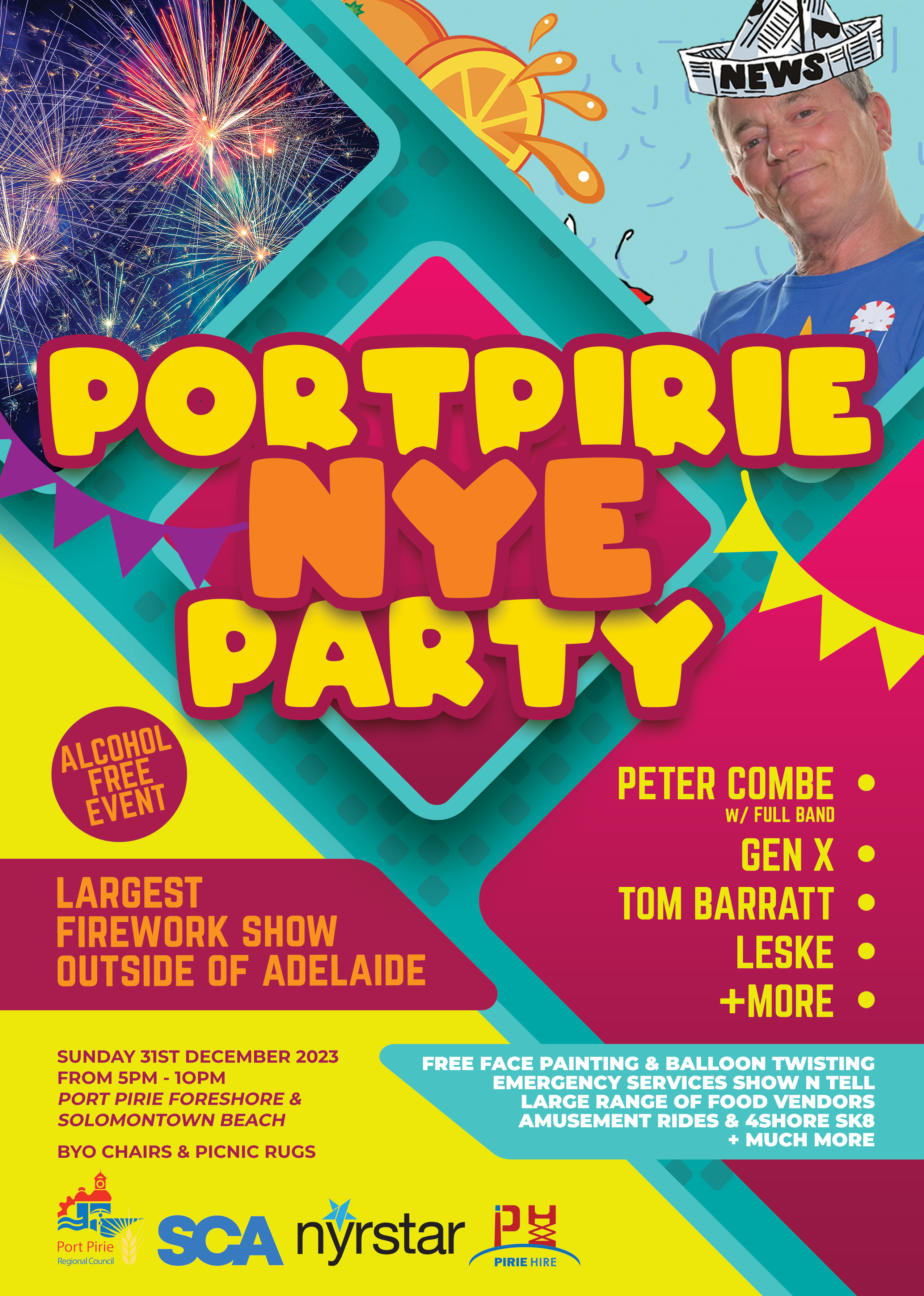 Poster for 2023 Port Pirie New Year's Eve Celebrations
