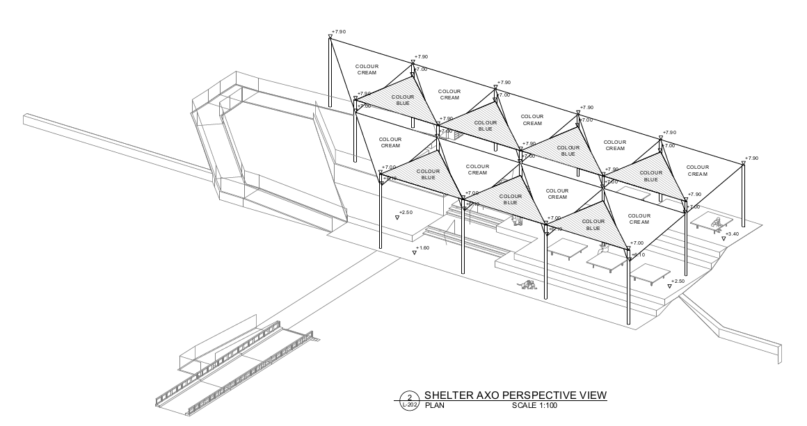 plan of beach deck and shelter